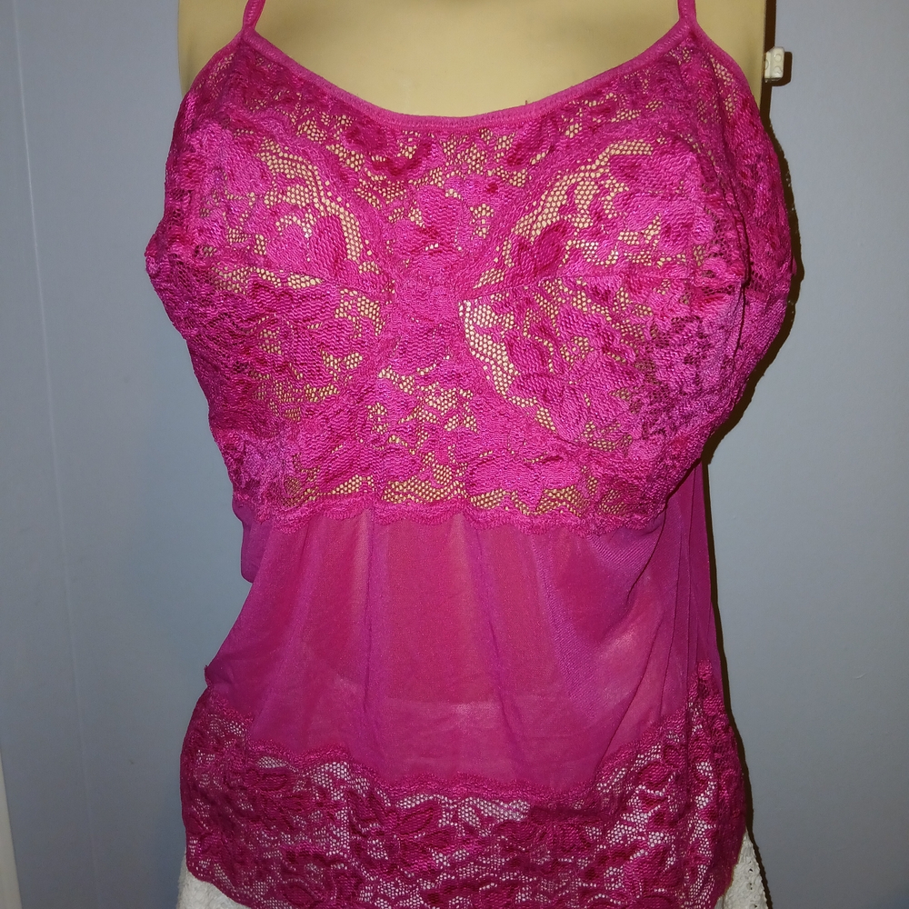 Native Intimates Pink/lace & Sheer Cami